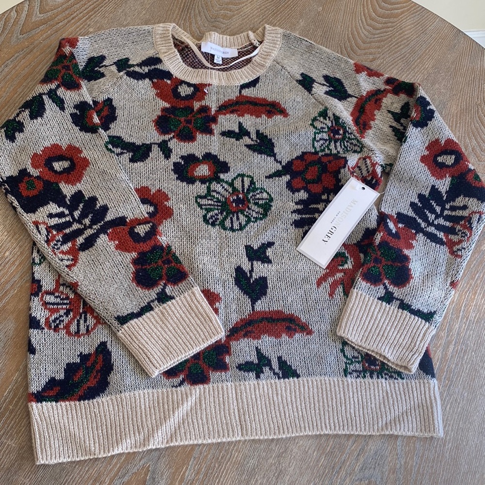 New Madison grey floral sweater sz medium womens
